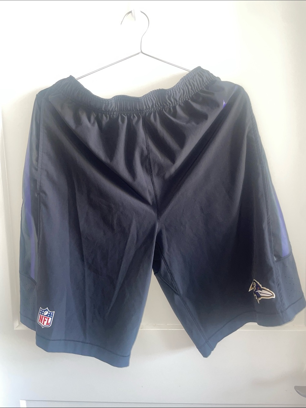 NFL Baltimore Ravens Black Athletic Shorts with Purple Accents